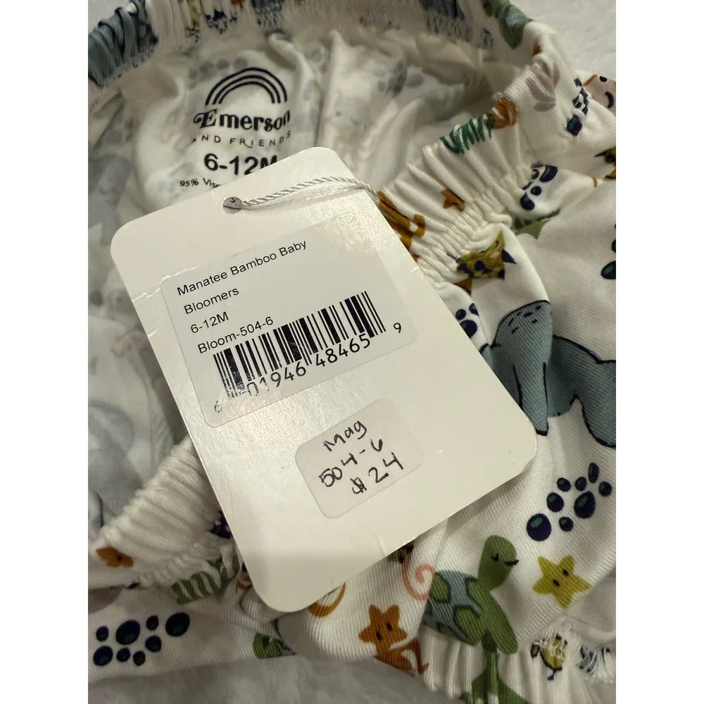 Emerson and Friends Manatee Bamboo Baby Bloomers 6-12M NWT Sea Life Print
